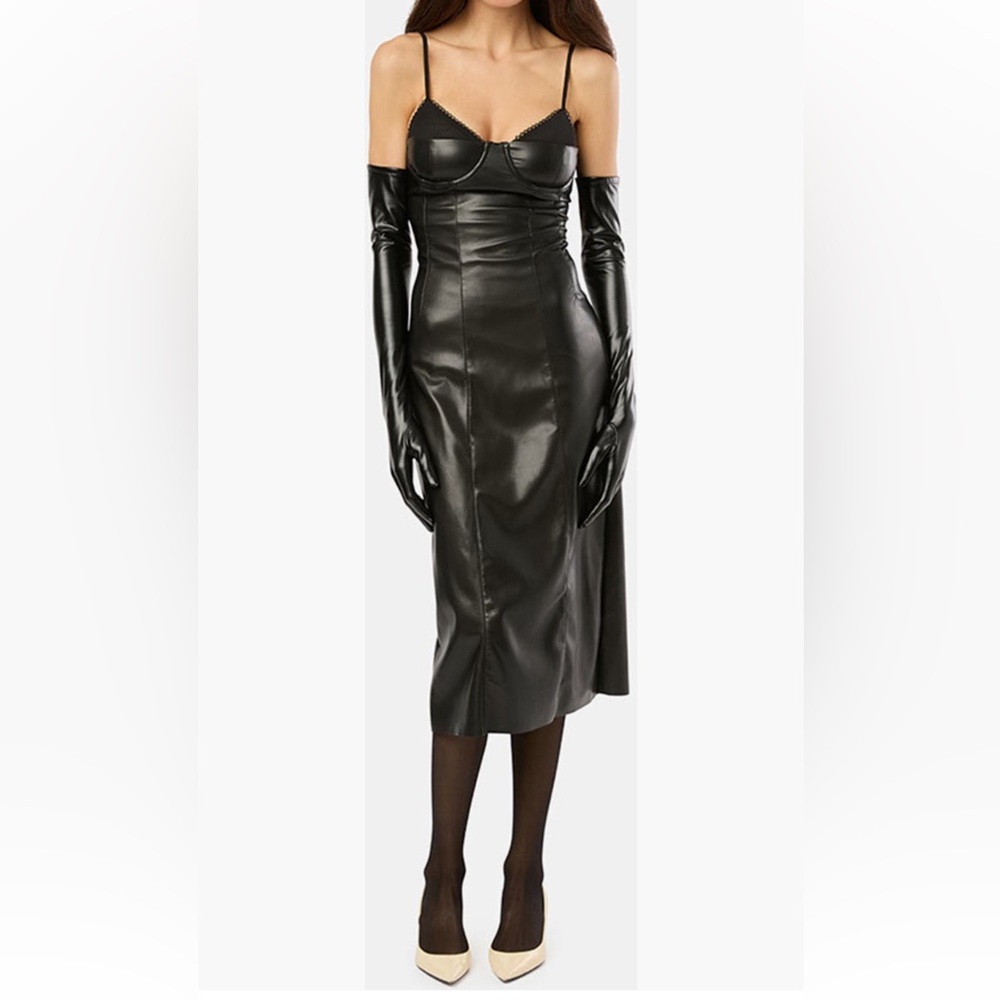 WeWoreWhat Black Vegan Leather Corset Dress Size 2